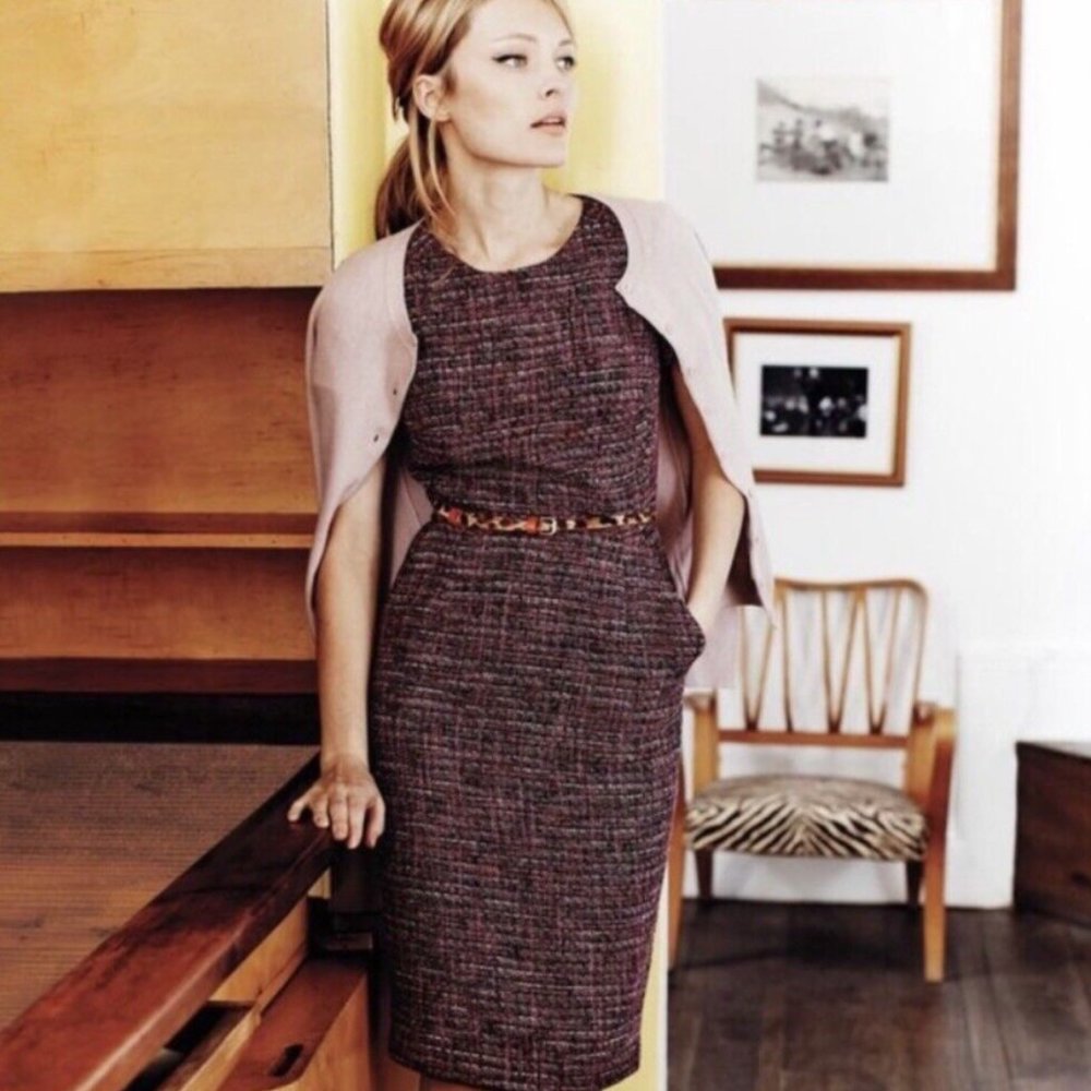 Boden Chic Shift Dress Brown Tweed